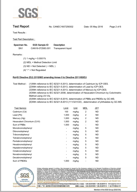 輝煒佳陶化劑SGS檢測(cè)報(bào)告2